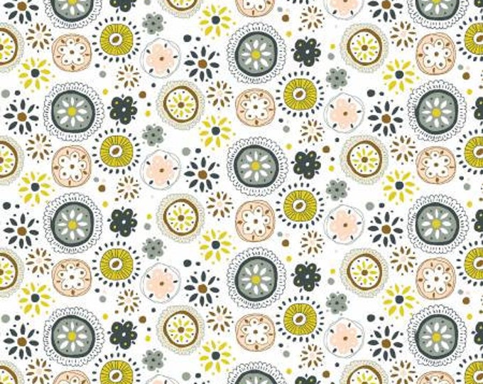 Whimsicals White Fun Figures Fabric Yardage, Michael Miller, MMF Collection, Cotton Quilting Fabric