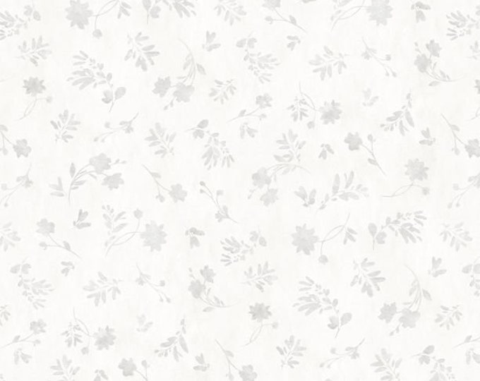 Remnant 1-1/3 Yards Fields of Gold Floral Silhouettes White Fabric Yardage, Lisa Audit, Wilmington Prints, Cotton Quilt Fabric, Floral