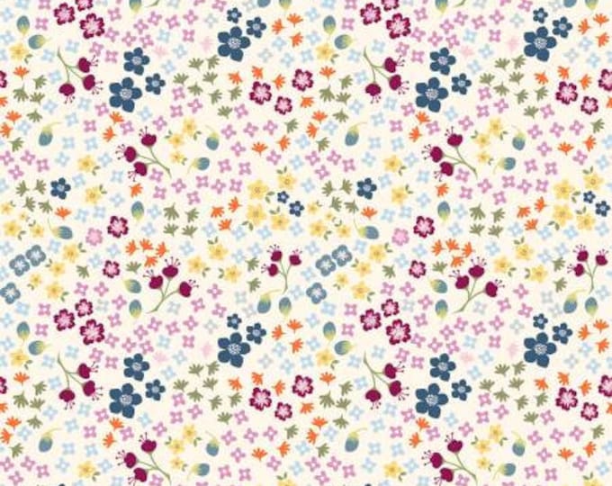 Bloom and Grow Floral Cream Fabric Yardage, Simple Simon and Company, Riley Blake Designs, Cotton Quilt Fabric