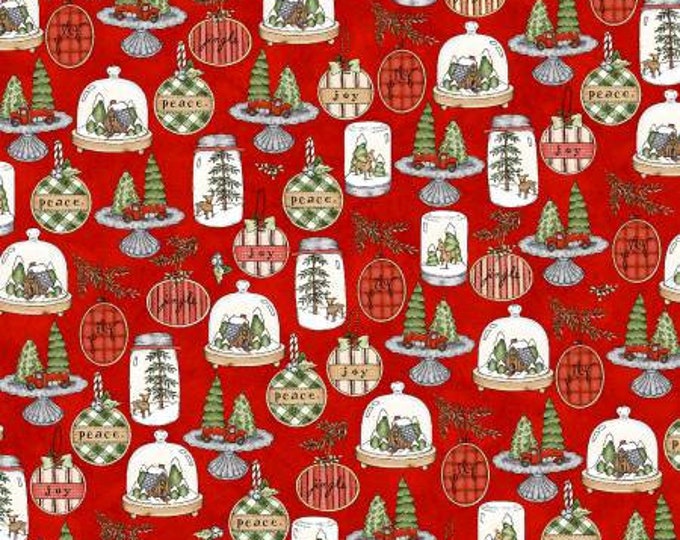 Homemade Holidays Red Homemade Centerpieces Fabric Yardage, Kris Lammers, Maywood Studio, Cotton Quilt Fabric, Christmas Fabric