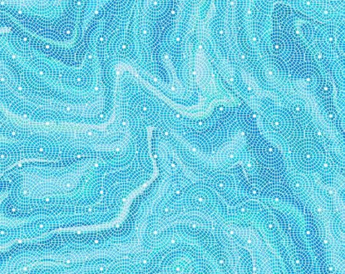 Coastal Living Blue Mosaic Fabric Yardage, PDR Collection, P & B Textiles , Cotton Quilt Fabric, Ocean Fabric