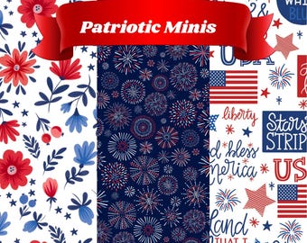 Patriotic Minis Fabric Yardage, Funny Girl, P & B Textiles, Cotton Quilt Fabric