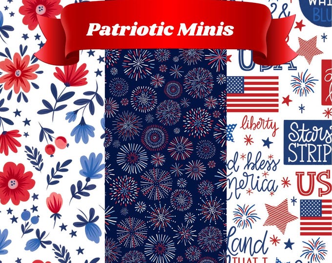 Patriotic Minis Fabric Yardage, Funny Girl, P & B Textiles, Cotton Quilt Fabric