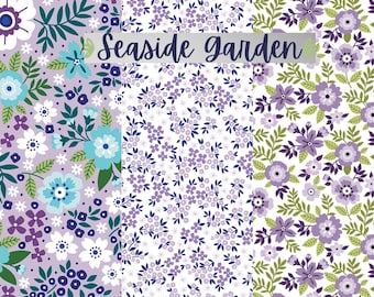 Seaside Garden Fabric Yardage, Shelley Cavanna, Benartex, Cotton Quilt Fabric