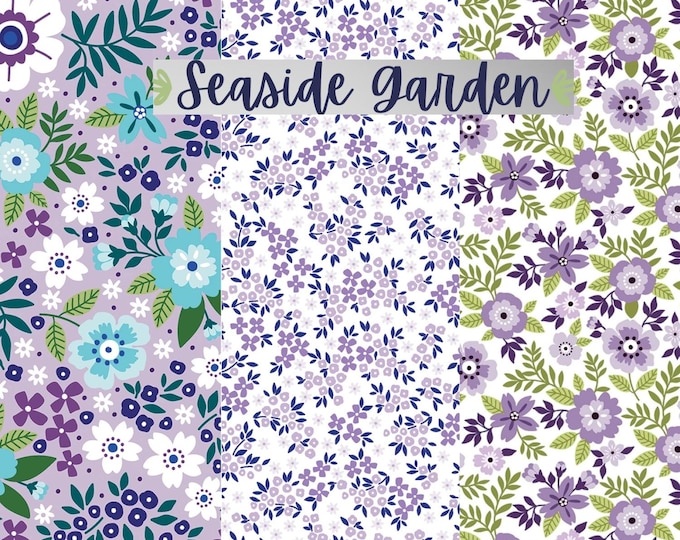 Seaside Garden Fabric Yardage, Shelley Cavanna, Benartex, Cotton Quilt Fabric