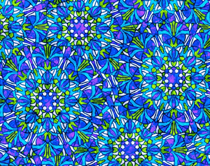 Ambiance Large Set Medallion Blue Fabric Yardage, Dan Morris, Quilting Treasures, Cotton Quilting Fabric, Floral Fabric