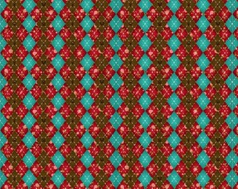Next Stop is Home Red Argyle Fabric Yardage, Leanne Anderson, Henry Glass, Cotton Quilt Fabric