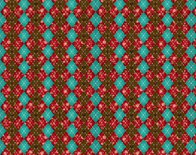 Next Stop is Home Red Argyle Fabric Yardage, Leanne Anderson, Henry Glass, Cotton Quilt Fabric