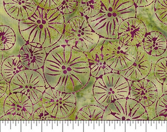 Cranberry Chutney Dish Flowers Kiwi Cotton Quilting Fabric, Ken Ogg, Madison Cottage Design, Northcott Fabrics, Batik Fabric