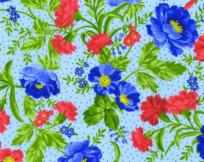 Flowerhouse Jubilee Floral Sky Fabric Yardage, Debbie Beaves, Robert Kaufman, Cotton Quilt Fabric, Floral Fabric