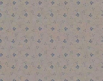 Patchwork Blue Tan Leaf Fabric Yardage, Maywood Studio, Cotton Quilt Fabric, Floral Fabric