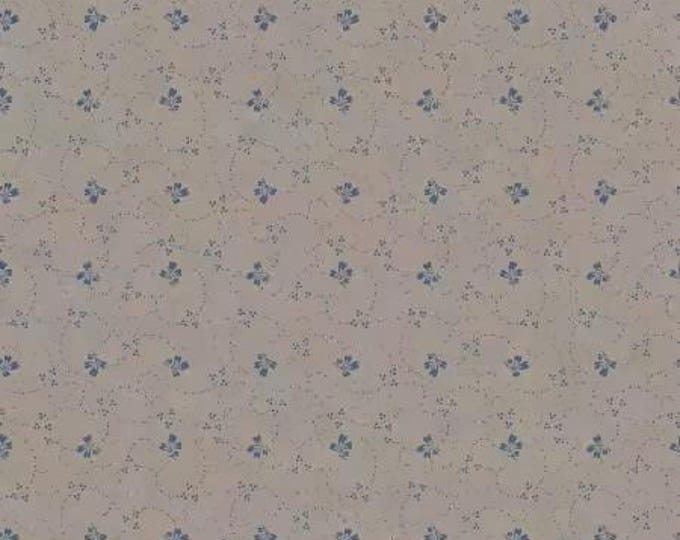Patchwork Blue Tan Leaf Fabric Yardage, Maywood Studio, Cotton Quilt Fabric, Floral Fabric