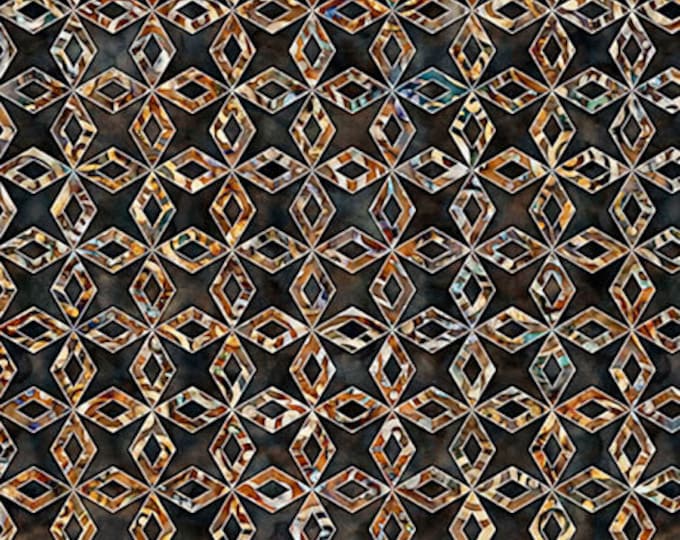 Paradox Connecting Diamonds Charcoal Fabric Yardage, Dan Morris, Quilting Treasures, Cotton Quilting Fabric, Abstract Fabric