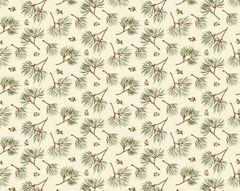Adel in Winter Pine Cream Fabric Yardage, Sandy Gervais, Riley Blake Designs, Cotton Quilt Fabric, Christmas Fabric