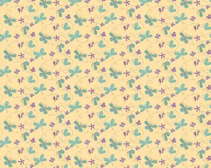 Hello Spring Butterflies Yellow Fabric Yardage, Gracey Larson, Riley Blake Designs, Cotton Quilt Fabric, Butterfly Fabric