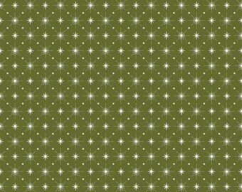 Christmas is in Town Stars Green Fabric Yardage, Sandy Gervais, Riley Blake Designs, Cotton Quilt Fabric, Christmas Fabric