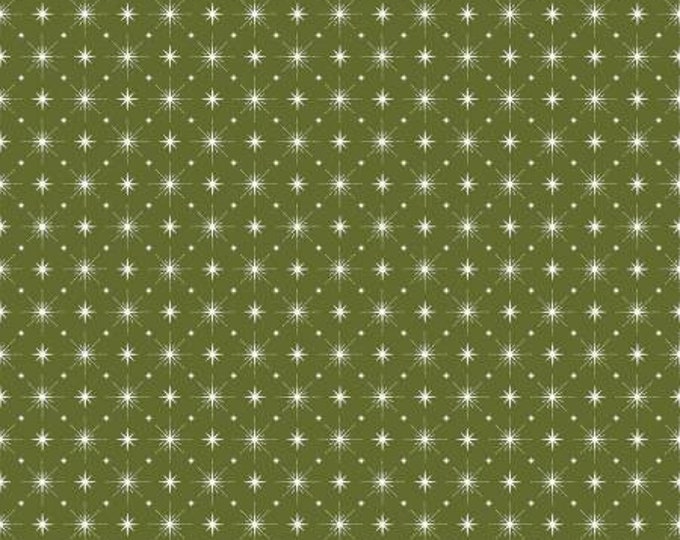Christmas is in Town Stars Green Fabric Yardage, Sandy Gervais, Riley Blake Designs, Cotton Quilt Fabric, Christmas Fabric