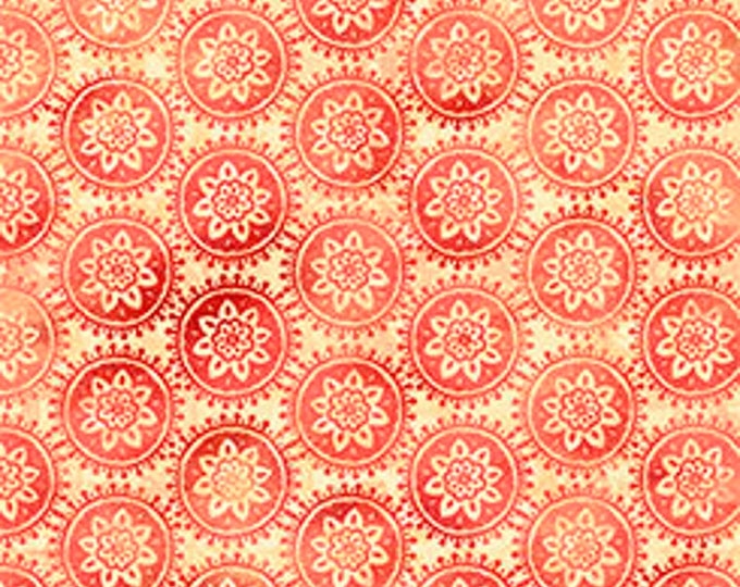 Mozambique Woodblock Medallion Light Spice Cotton Quilting Fabric, Floral Fabric, Quilting Treasures