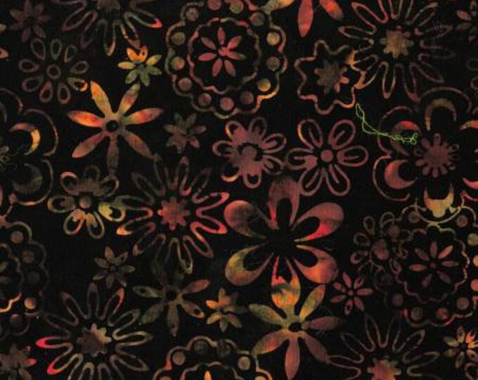 Flavors of Fall Dark Blossom Batik Fabric Yardage, Jacqueline De Jonge, Cotton Quilt Fabric, Autumn Fabric, Batik Fabric