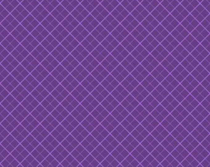 Essentials Basics Medium Dark Purple Trellis Fabric Yardage, Cotton Quilting Fabric, Wilmington Prints
