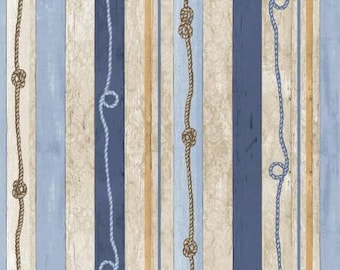 Cobalt Seas Multi Stripe Fabric Yardage, Andrea Tachiera, Henry Glass, Cotton Quilt Fabric