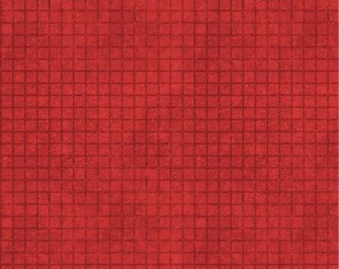 Remnant 1-1/2 Yards Building Dreams Red Grid Fabric Yardage, Jennifer Pugh, Wilmington Prints, Cotton Quilt Fabric, Kids Fabric