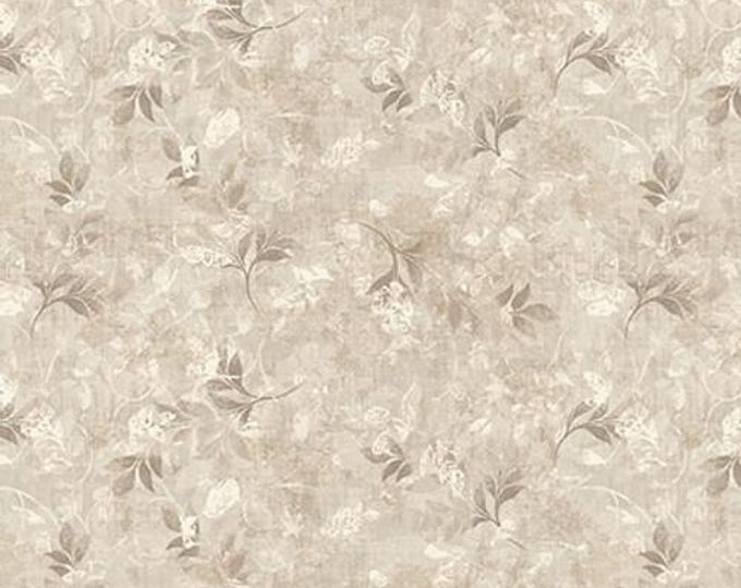 Modern Lace Ivory Textured Leaf Fabric Yardage, Satin Moon Designs, Blank Quilting, Cotton Quilt Fabric, Floral Fabric