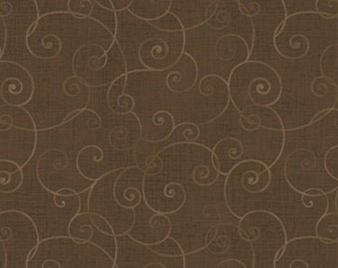 Whimsy Basics Medium Brown Swirl Fabric Yardage, Color Principle Studio, Henry Glass, Cotton Quilt Fabric, Floral Fabric