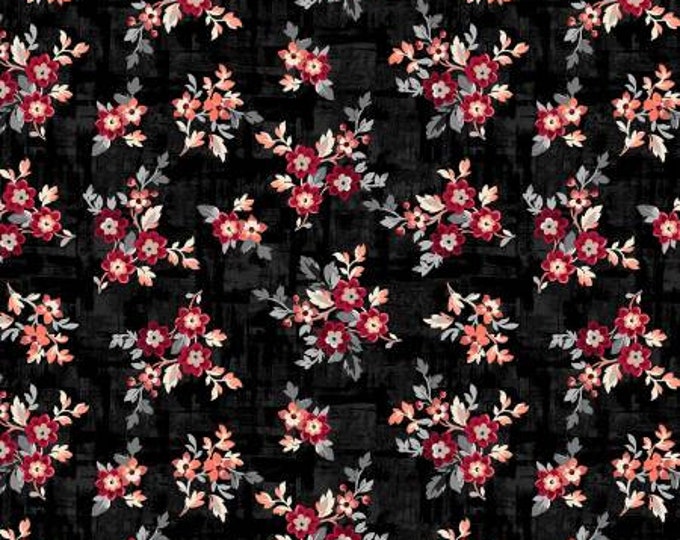 Ruby Soot Corsage Floral Fabric Yardage, Whistler Studio, Windham, Cotton Quilt Fabric, Floral Fabric