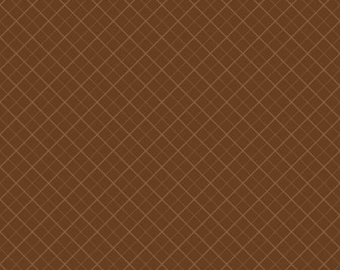 Essentials Basics Dark Brown Trellis Fabric Yardage, Cotton Quilting Fabric, Wilmington Prints