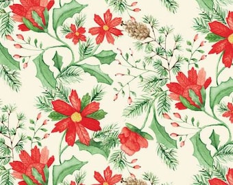Adel in Winter Main Cream Fabric Yardage, Sandy Gervais, Riley Blake Designs, Cotton Quilt Fabric, Christmas Fabric