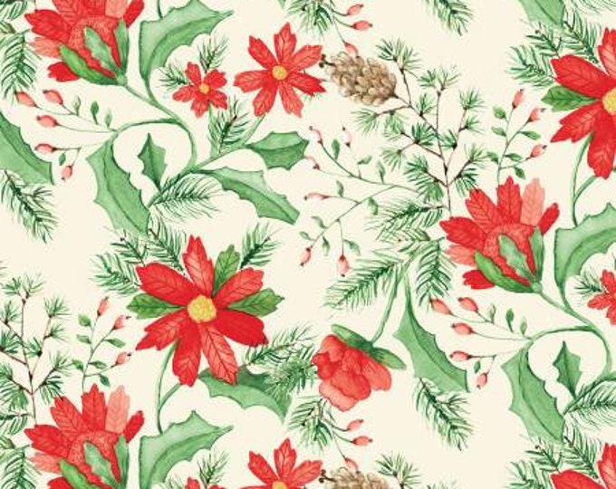 Adel in Winter Main Cream Fabric Yardage, Sandy Gervais, Riley Blake Designs, Cotton Quilt Fabric, Christmas Fabric