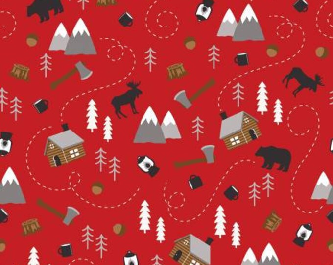 Into the Woods Main Red Fabric Yardage, Lori Whitlock, Riley Blake Designs, Cotton Quilt Fabric