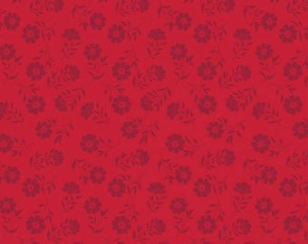 American Beauty Tonal Red Fabric Yardage, Dani Mogstad, Riley Blake Designs, Cotton Quilt Fabric, Floral Fabric