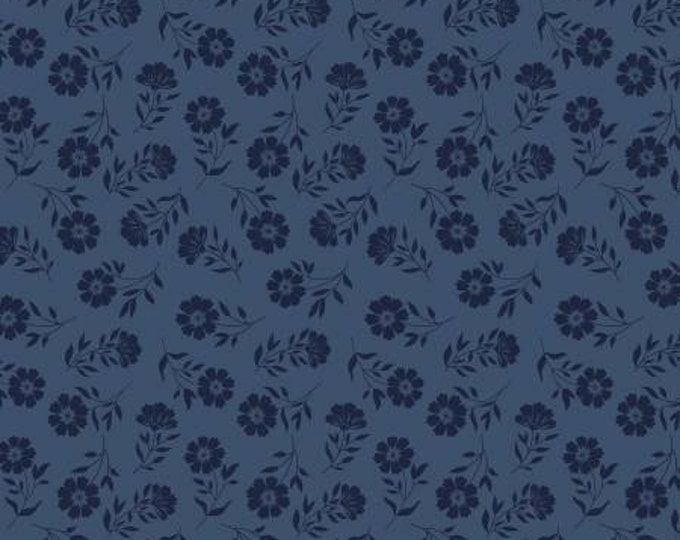 American Beauty Tonal Navy Fabric Yardage, Dani Mogstad, Riley Blake Designs, Cotton Quilt Fabric, Floral Fabric