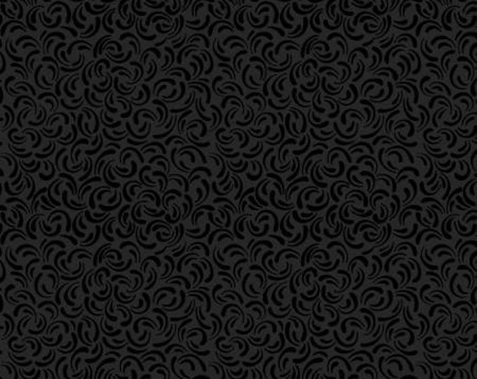 Remnant 1/4-Yards Essentials Basics  Black on Black Scattered Petals Fabric Yardage, Wilmington Prints, Cotton Quilt Fabric, Floral Fabric