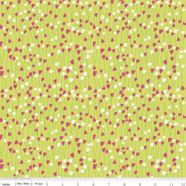 Simply Happy Green Vine Cotton Quilting Fabric, Floral Fabric, Dodi Lee Poulsen, Riley Blake Designs.
