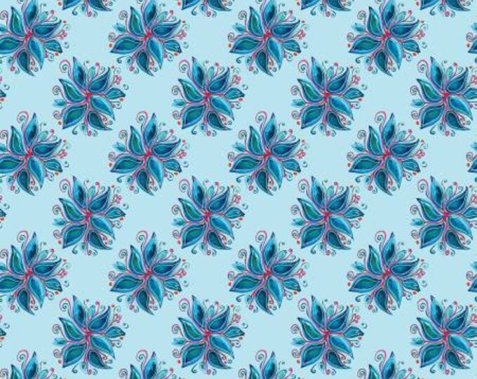 Fantasy Garden Blue Flora Fabric Yardage, Anna Nyman, Contempo Studio, Cotton Quilt Fabric, Floral Fabric