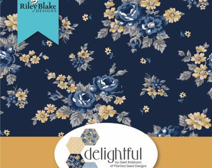Delightful Fat Quarter Bundle, 24 Pieces, Gerri Robinson, Riley Blake Designs, Precut Cotton Quilting Fabric, Floral Fabric