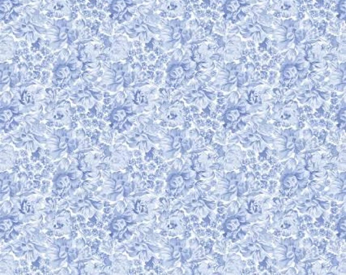 April's Garden Occasion Blue Fabric Yardage, April Cornell, Benartex, Cotton Quilt Fabric, Floral Fabric