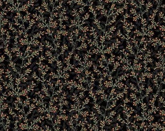 CareFree Black Wild Stem Fabric Yardage, Michael Miller, Cotton Quilt Fabric, Floral Fabric