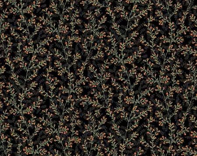 CareFree Black Wild Stem Fabric Yardage, Michael Miller, Cotton Quilt Fabric, Floral Fabric