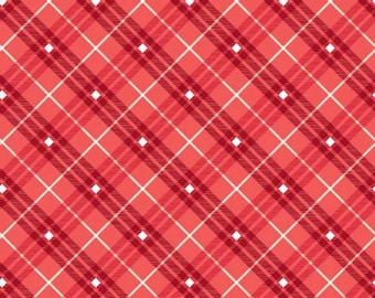 Gnome for the Holidays Rose Plaid Fabric Yardage, Leanne Anderson, Henry Glass, Cotton Quilt Fabric