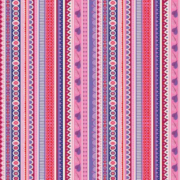 Forever Magic Pink Stripe Cotton Quilting Fabric, Helen Dardik, Clothworks, Paisley Fabric