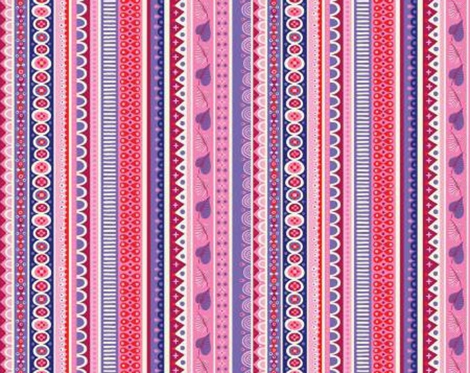 Forever Magic Pink Stripe Cotton Quilting Fabric, Helen Dardik, Clothworks, Paisley Fabric