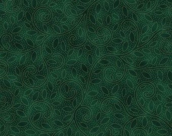 Fall for Autumn Emerald with Gold Metallic Fabric Yardage, Hoffman Fabrics, Cotton Quilt Fabric