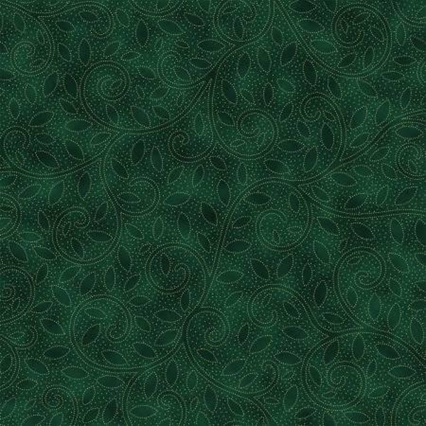 Fall for Autumn Emerald with Gold Metallic Fabric Yardage, Hoffman Fabrics, Cotton Quilt Fabric