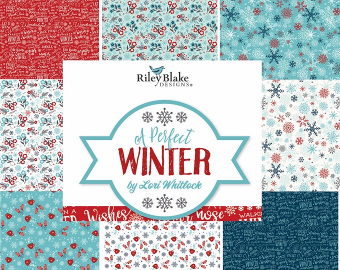A Perfect Winter Fabric Yardage, Lori Whitlock, Riley Blake Designs, Cotton Quilt Fabric