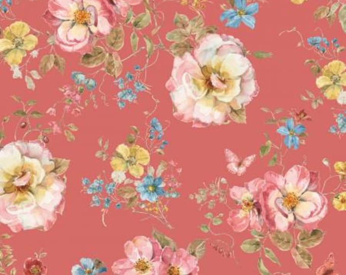 Countryside Main Red Fabric Yardage, Lisa Audit, Riley Blake Designs, Cotton Quilt Fabric, Floral Fabric