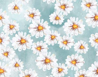 Remnant 1-1/3 Yards Happy Harvest Blue Daisy Bunch Fabric Yardage, Happy Harvest, Courtney Morgenstern, 3 Wishes Fabric, Cotton Quilt Fabric